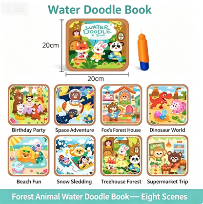 Forest Friends water doodle book with 8 scenes
