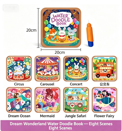 Dream Wonderland water doodle book with 8 scenes